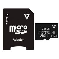 V7 64 GB UHS-III microSDXC 100 MB/s Read 85 MB/s Write 100MBS MAX READ 4K UHD ADAPTER Model VFMSD64GV30U3-3N