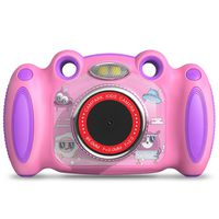 Campark Kids Camera for 4-8 Year Old Girl Gifts Front and Rear Selfie Toddler Camera with 2 inch Screen Anti-Drop Game Pink Child Camera