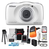 Nikon Coolpix W150 Digital Camera (White) with 16GB Card and Accessory Bundle (4 Items)