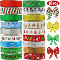 Lulu Home Christmas Ribbons, 90 Yards Holiday Grosgrain Satin Ribbons for Gifts Wrapping, Wedding, Hair Bows, Party Favor 18 PCS