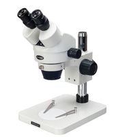 AmScope SM-1BSY Professional Binocular Stereo Zoom Microscope, WH10x Eyepieces, 7x-90x Magnification, 0.7X-4.5X Zoom Objective, Ambient Lighting, Pillar Stand, Includes 2.0x Barlow Lens