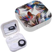 Portable Contact Lens Case Box Travel Kit Mirror + Bottle + Tweezers Container Holder [ Golden Fish ]