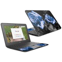 MightySkins Skin Compatible with HP Chromebook 11 G6 11.6" (2018) - Blue Roses | Protective, Durable, and Unique Vinyl Decal wrap Cover | Easy to Apply, Remove, and Change Styles | Made in The USA