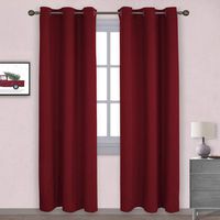 NICETOWN Home Decorations Thermal Insulated Solid Grommet Top Blackout Living Room Curtains/Drapes for Gift (1 Pair, 42 x 84 inches, Red)
