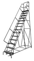 Tri-Arc KDSR114246 14-Step Steel Rolling Industrial and Warehouse Ladder with Handrails and 24" Wide Perforated Tread