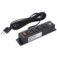 Desktop Power Strip Socket with 4 Outlet 2 USB Ports Switch Button 2.1 A, Standard Plug and 9.8 ft Long Braided Extension Cords for Home Office Black