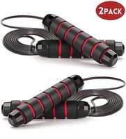 2 Pack Jump Rope Tangle-Free with Ball Bearing Speed Jump Ropes Skipping Rope Cable with Memory Foam Handles for Workout Exercise Fitness Training, Suitable for Adults Women Men Kids - Red