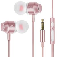 Earbuds Ear Buds Earphones Headphones Noise Isolating with Microphone and Volume Control Powerful Bass for iPhone iPod iPad Samsung HTC Tablets Laptop Mp3 Mp4 Players (Rose Gold)