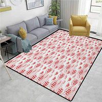 YucouHome Tea Party Patchwork Floor Mat for Kids, Polka Dots Jug Cup and Pot Traditional Retro Style Kitchenware of Great Britain, Fashionable High Class Living Bedroom Rugs(2.5'x 9') Red White