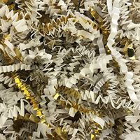 Black Cat Avenue 2 LB White & Gold Crinkle Cut Paper Shred Filler for Gift Wrap and Basket Filler