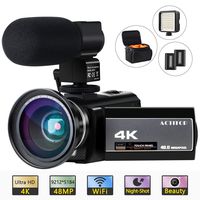 Video Camcorder,ACTITOP Video Camera 48MP UHD WiFi Digital Camcorder 16X Digital Zoom IR Night Vision 3 inch IPS Touch Screen Video Camcorder with Microphone,Wide Angle Lens,LED Light and Travel Bag