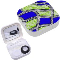 Portable Contact Lens Case Box Travel Kit Mirror + Bottle + Tweezers Container Holder [ Fashion African Fabric ]