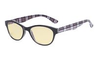 Eyekepper Blue Light Blocking Reading Glasses Women with Yellow Filter Lens - Ladies Cateye Computer Readers - Plaid +1.25