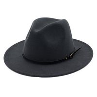 Lisianthus Women Belt Buckle Fedora Hat Dark-Grey