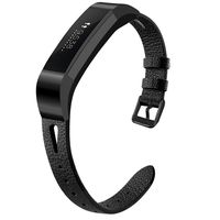 OenFoto Compatible Fitbit Alta/Alta HR Bands, Adjustable Classic Genuine Leather Wristband Replacement Watch Band Strap Accessory Bracelet for Fitbit Alta/Alta HR Smart Watch,Large Black Button