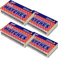 4 Boxes - Matches 250 Count Per Box Strike On Box Wholesale Bulk Lot