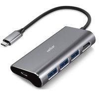 Vellsar USB C Hub with Type C PD Charging Port, 4K HDMI Port, USB 3.0 Port Compatible for Type C Laptops and More USB C Devices (20198-Grey)