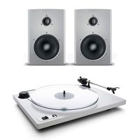 Dynaudio Xeo 2 Wireless Bookshelf Speakers and U-Turn Orbit Plus Turntable with Built-in Preamplifier (White)