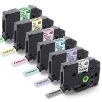 Replace P Touch brother 12mm 0.47 Inch Laminated Label Tapes(Clear/Purple/Blue/Pink/Lemon yellow/Mint green)TZe131 MQF31 MQ531 MQE31 MQY31 MQG31,Compatible for Brother PT-D210 PT-D400 PT-H110 Cube,6P