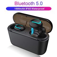 Q32 U Type Wireless Bluetooth V5.0 Earphone,Waterproof Stereo TWS Handsfree Bass Earbuds Headset, with Charging Dock