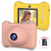 Ankasung Kids Camera for 4-8 Years Old, 8 Mega Pixel Dual Lens 2.0 inch Screen HD Point and Shoot Camcorder with 16G TF Card (Yellow-Pink)