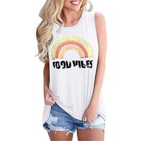 【MOHOLL】 Women Tank Blouse Round Neck Sleeveless and Long Sleeve Rainbow Casual Tank Tops for Women
