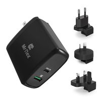 Mr Rex 60W [PD 3.0 + QC 3.0] USB C Wall Charger 2-Ports with EU, UK, AUS Travel Plug Adapter, Type-C Power Delivery Quick Charger Compatible for XPS13, MacBook Pro Air, Razer Blade, Microsoft Laptop