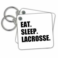 3dRose Eat Sleep Lacrosse Gifts for Sport Enthusiasts Lax Crosse Black Text Key Chains, Set of 2 (kc_180418_1)