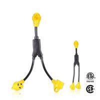 EPICORD RV Power Adapter 50Amp Male To (2) 30Amp Female RV Electrical Connector with Handles, Light (2.5 Feet)