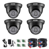 ZOSI 4 Pack HD 720P 1.0 Megapixel 1280TVL 4-in-1 TVI/CVI/AHD/960H CVBS Waterproof Dome Security Surveillance CCTV Camera Kit with OSD Menu for HD-TVI, AHD, CVI, and CVBS/960H Analog DVR System