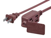 Monoprice 9FT 16/2 SPT-2 Brown 3-Outlet Household Extension Cord