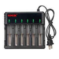 6 Slot Rechargeable Battery Charger LCD Display 6 Bays Universal Smart Charger for 3.6/3.7V Li-ion Rechargeable Batteries AA 26650, 18650, 17670, 18490, 17500, 17335, 16340(RCR123), 14500,10440