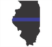 Illinois thin blue line 3.9x5.6 inches flag honoring our men & women of law enforcement and Fire Fighters USA america Flag symbol sticker decal die cut vinyl - Made and Shipped in USA