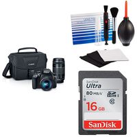 Canon EOS Rebel T6 Digital SLR Camera Kit with EF-S 18-55mm and EF 75-300mm Zoom Lenses (Black) + Free 16GB Memory Card and Cleaning Kit