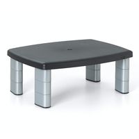 3M Adjustable Monitor Stand, Three Leg Segments Simply Adjust Height From 1" to 5 7/8", Sturdy Platform Holds Up to 80 lbs, 11-inch Space Between Columns for Storage, Silver/Black (MS80B)