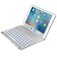 Sammid iPad Air Keyboard Case, Wireless Hard Shell Folio Stand with Smart Connector 7 Color Backlight Full Protective Case with Bluetooth Keyboard Smart Auto Sleep-Wake for 9.7 inch iPad Air - Silver