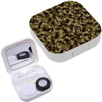 Portable Contact Lens Case Box Travel Kit Mirror + Bottle + Tweezers Container Holder [ Camouflagevector ]