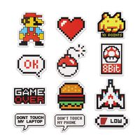 Mario Game Stickers Cute Pixel Cartoon Stickers for Girls Kids(12pcs)
