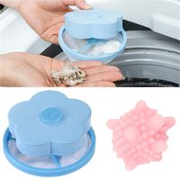 Household Reusable Floating Washing Machine Floating Lint Mesh Bag Hair Filter Net Pouch + Laundry Ball Washing Ball (B)
