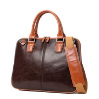 Business Leather Briefcase for Men ZVEproof 14.5 Inch Laptop Bag Waterproof Messenger Shoulder Bag Brown Coffee