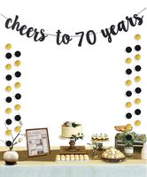 Moohome Cheers to 70 Years Gold Glitter Banner for Adult 70th Birthday Party Supplies Wedding Anniversary Party Decorations