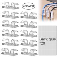 Self-Adhesive Cable Clips Organizer Drop Wire Holder Cord Management, Cable Clips with Strong Self-Adhesive Pads for Wall Desktop Cable Management,20 Packs
