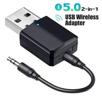 Janboo USB Bluetooth 5.0 Audio Transmitter Receiver, Portable Mini Bluetooth Aux Adapter With 2-In-1 Wireless 3.5mm,Turn a Non-Bluetoot Devices Into Transmitter, For PC TV Home/Car Stereo Sound System