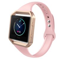 ZUKVYE Sport Bands Compatible with Fitbit Blaze,Slim Soft Silicone Band with Metal Frame Replacement Strap Wristband for Women Men - Pink Small