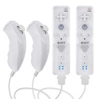 Wii Remote Controller (2 Sets) Include 2 Wii Remote and Build-in Motion Sensor Plus and 2 Nunchuck (2 in 1)