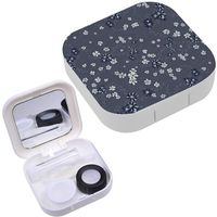 Portable Contact Lens Case Box Travel Kit Mirror + Bottle + Tweezers Container Holder [ Small Floral Cute ]