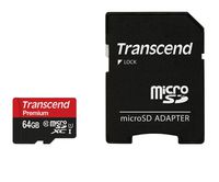 Transcend 64GB MicroSDXC Class10 UHS-1 Memory Card with Adapter 60 MB/s (TS64GUSDU1) (Renewed)