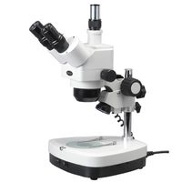 AmScope SH-2TY-C2 Professional Trinocular Stereo Zoom Microscope, WF10x and WF15x Eyepieces, 10X-60X Magnification, 1X-4X Zoom Objective, Upper and Lower Halogen Lighting with Rheostat, 110V-120V