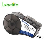 M21-750-499 High Adhesion Nylon Label Tape, 0.75" x 16' Black on White Nylon Cloth Film Compatible with BMP21-PLUS/ID PAL,BMP21-LAB/LABPAL Portable Label Printer