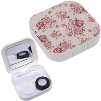 Portable Contact Lens Case Box Travel Kit Mirror + Bottle + Tweezers Container Holder [ Color Rose ]